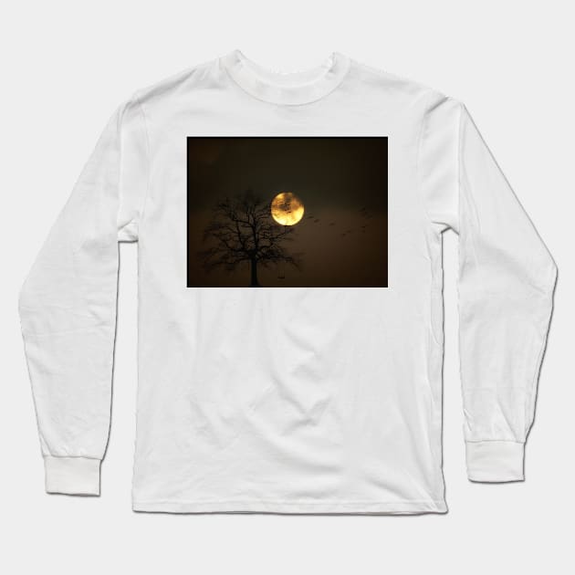 Silhouettes On A Hunter's Moon Long Sleeve T-Shirt by JimDeFazioPhotography